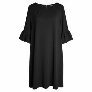 Nina Leonard Elegant Black Ruffle Sleeve Dress
